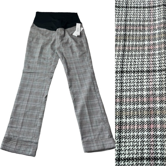 TRIBAL X Stitch Fix Bay Leaf Maternity cuffed pants in Glen Check Gray NEW - Picture 1 of 14